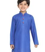 Boys' Solid Cotton Blue Kurta