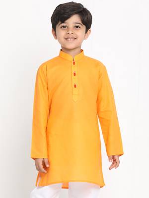 Orange plain blended cotton -kurta 2