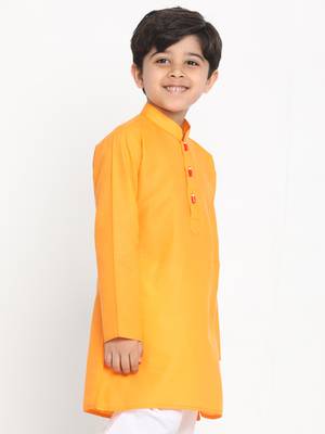 Orange plain blended cotton -kurta 3