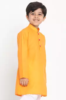 Orange plain blended cotton -kurta