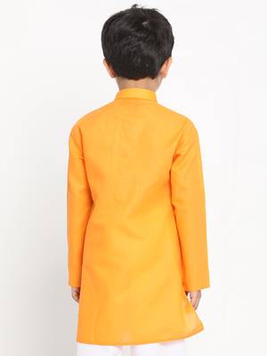 Orange plain blended cotton -kurta 4