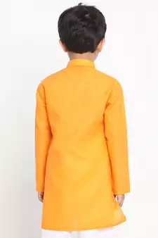 Orange plain blended cotton -kurta