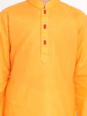 Orange plain blended cotton -kurta 5
