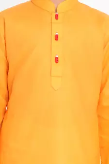 Orange plain blended cotton -kurta