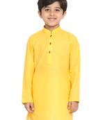 Yellow Plain Blended Cotton Boys-Kurta