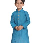 Boys Handloom Aqua Blue Kurta