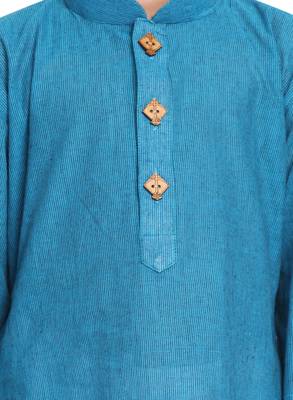 Boys Handloom Aqua Blue Kurta 4