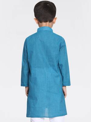 Boys Handloom Aqua Blue Kurta 5