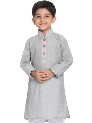 Boys Handloom Grey Kurta 1