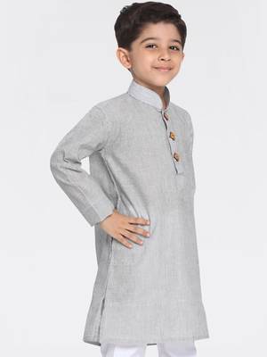 Boys Handloom Grey Kurta 3