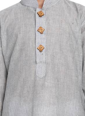 Boys Handloom Grey Kurta 4