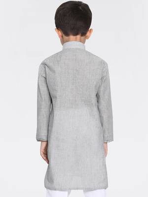 Boys Handloom Grey Kurta 5