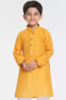 Boys Handloom Mustard Kurta