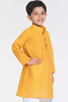 Boys Handloom Mustard Kurta