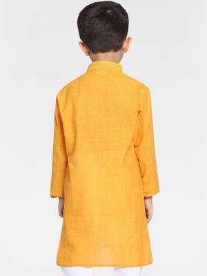 Boys Handloom Mustard Kurta 5