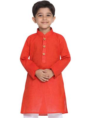 Boys Handloom Red Kurta 1