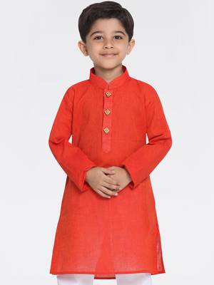 Boys Handloom Red Kurta 2