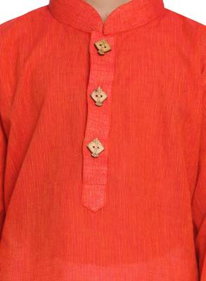 Boys Handloom Red Kurta 4