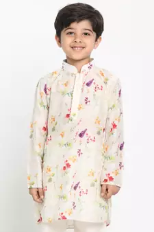 Multicolor-Base-Cream Kurta