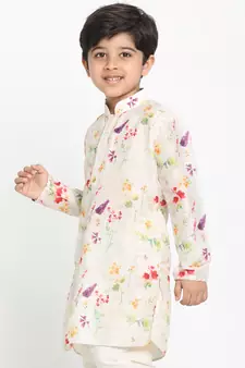 Multicolor-Base-Cream Kurta