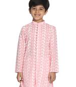 Pink embroidered pure cotton boys-kurta