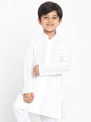  Boys' Chikankari White Kurta 2