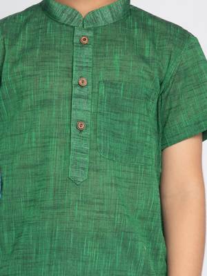 Green plain khadi boys-kurta 5