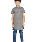Grey plain khadi boys-kurta