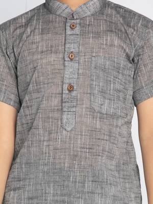 Grey plain khadi boys-kurta 5