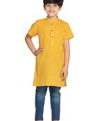 Yellow plain khadi boys-kurta