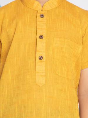 Yellow plain khadi boys-kurta 5