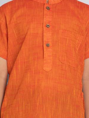 Orange plain khadi boys-kurta 5
