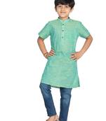 Green plain khadi boys-kurta