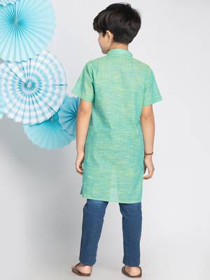 Green plain khadi boys-kurta 4