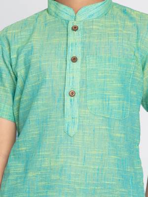 Green plain khadi boys-kurta 5