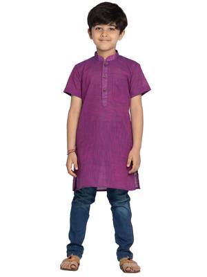 Purple plain khadi boys-kurta 1