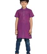 Purple plain khadi boys-kurta