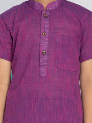 Purple plain khadi boys-kurta 5