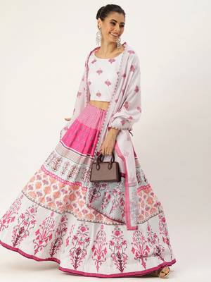 Multi Color Floral Designed Printed Lehenga Choli With Dupatta 1