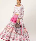 Multi Color Floral Designed Printed Lehenga Choli With Dupatta
