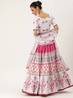 Multi Color Floral Designed Printed Lehenga Choli With Dupatta 2