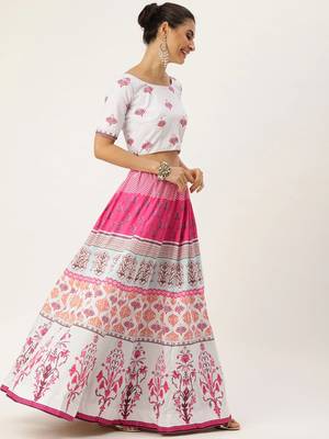 Multi Color Floral Designed Printed Lehenga Choli With Dupatta 3