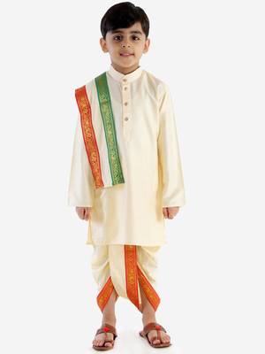 Cream Ethnic Dhoti Kurta Set 2