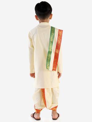 Cream Ethnic Dhoti Kurta Set 4