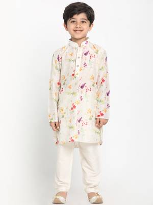  Multicolor-Base-Cream Cotton Blend Kurta Pyjama Set 3