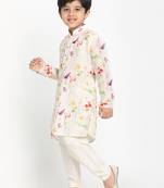  Multicolor-Base-Cream Cotton Blend Kurta Pyjama Set