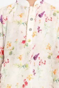  Multicolor-Base-Cream Cotton Blend Kurta Pyjama Set