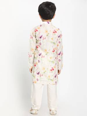  Multicolor-Base-Cream Cotton Blend Kurta Pyjama Set 5