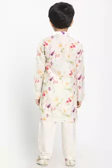 Multicolor-Base-Cream Cotton Blend Kurta Pyjama Set