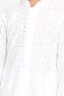 White Embroidered Cotton -Kurta-Pyjama